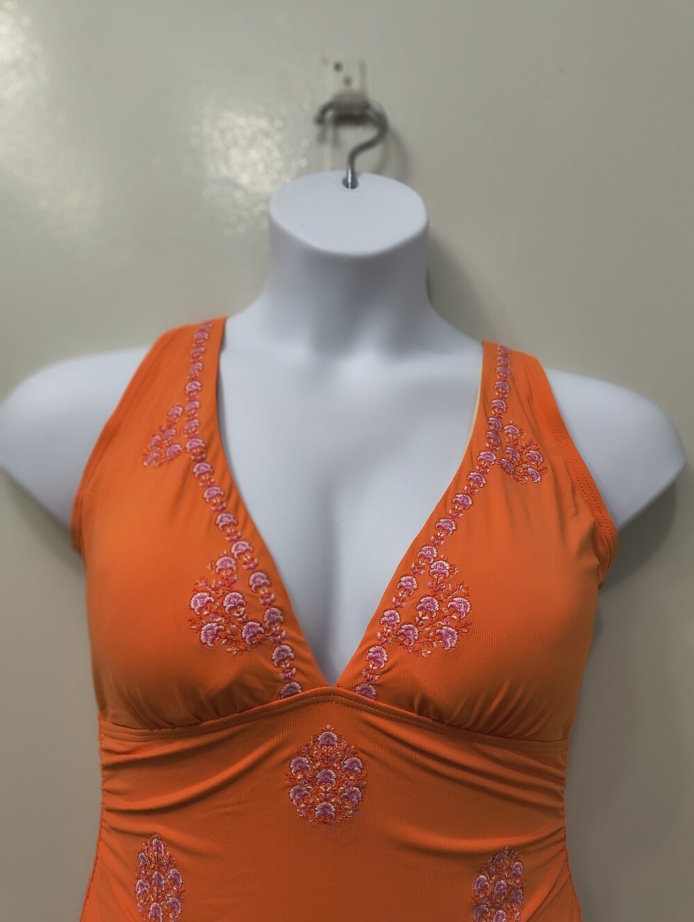 Sundance Pallua Embroidered One-Piece  Swimsuit Tangerine L Boho Beach Pool - Picture 14 of 14